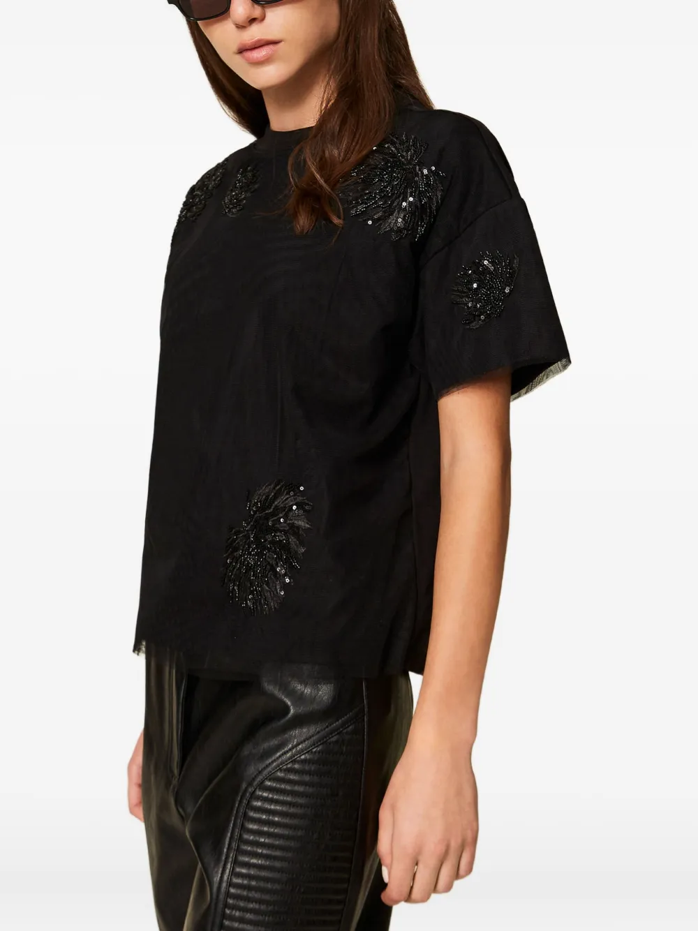 TWINSET T-shirt met borduurwerk Zwart