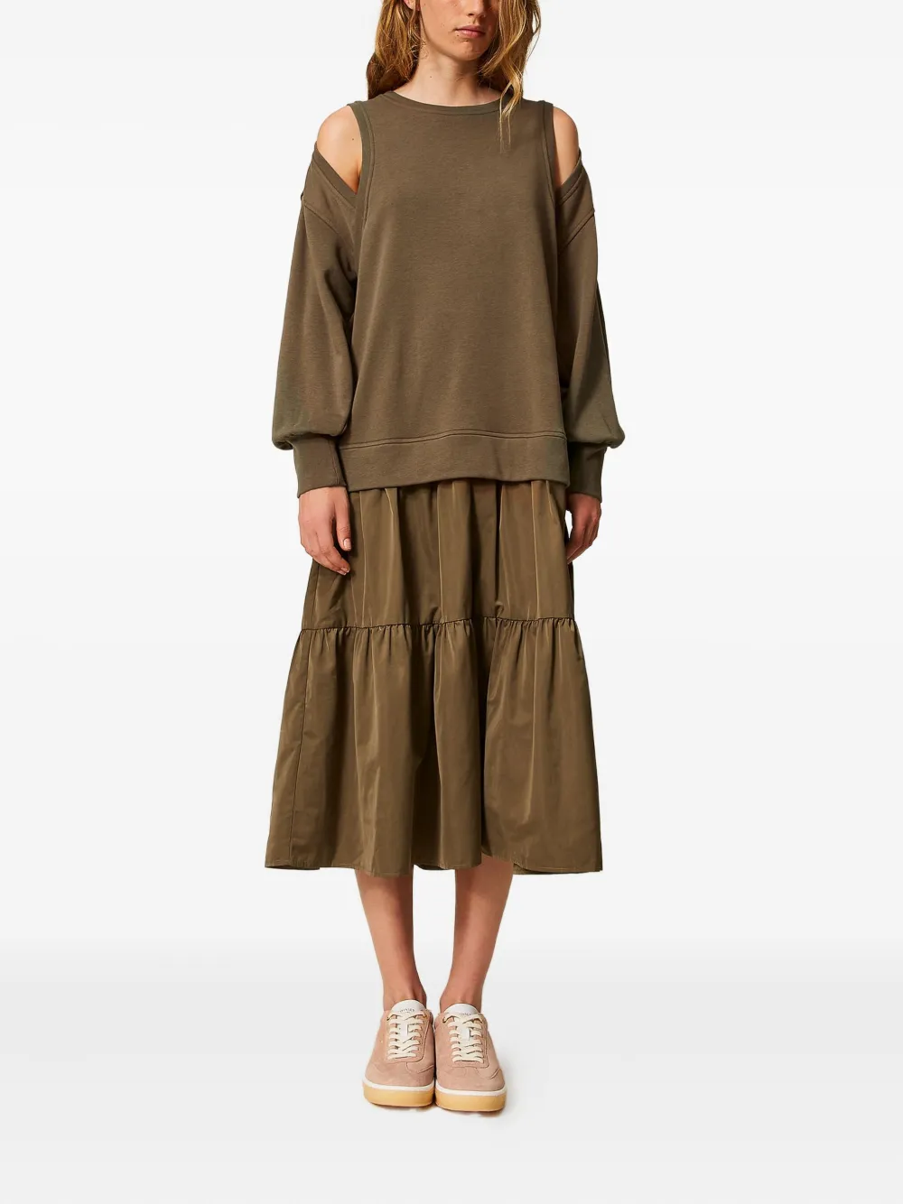 TWINSET Midi-jurk met uitgesneden schouders - Groen
