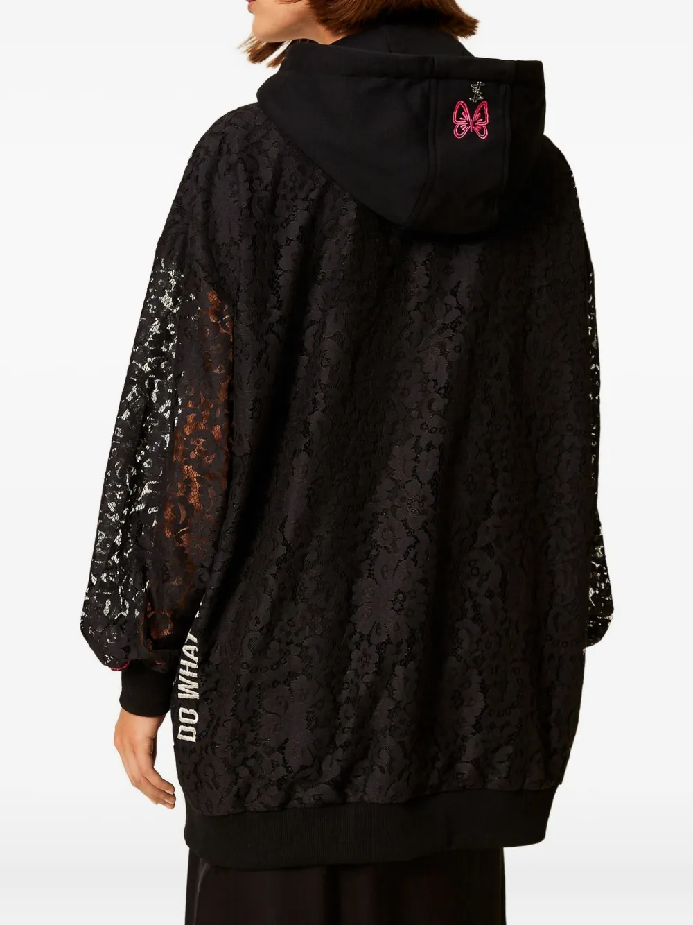 TWINSET Hoodie met kant Zwart