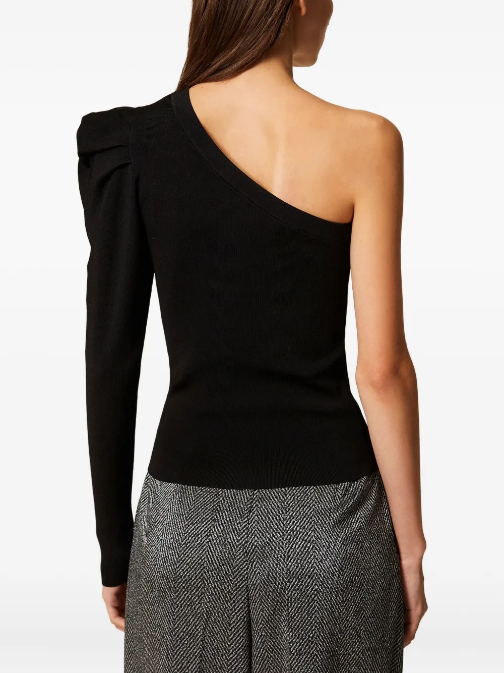 TWINSET Asymmetrische gedrapeerde top Zwart