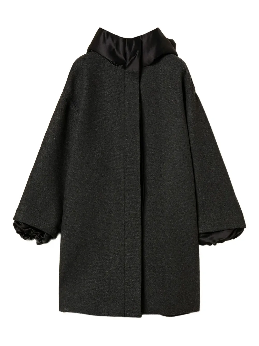 TWINSET Jas met enkele rij knopen en capuchon Zwart