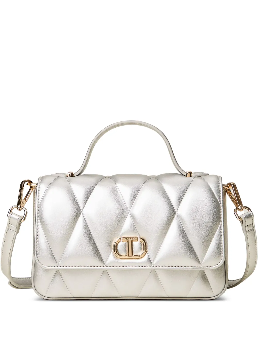 Twinset Quilted Top-handle Tote Bag In Gray