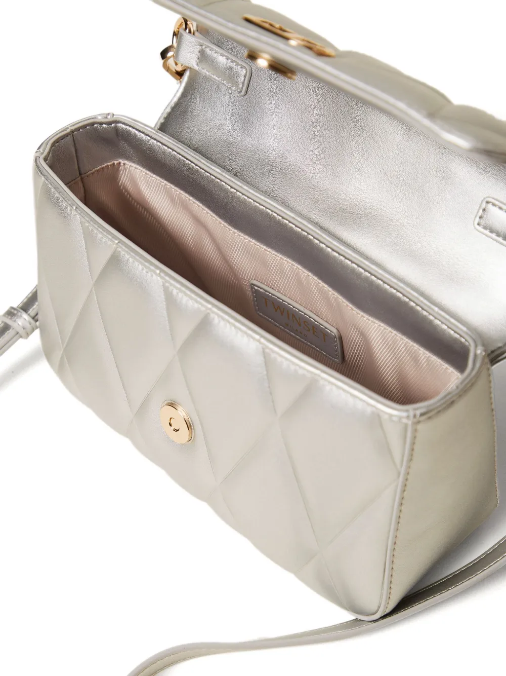 Twinset Quilted Top-handle Tote Bag In Gray