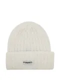 PINKO logo-patch beanie hat - White