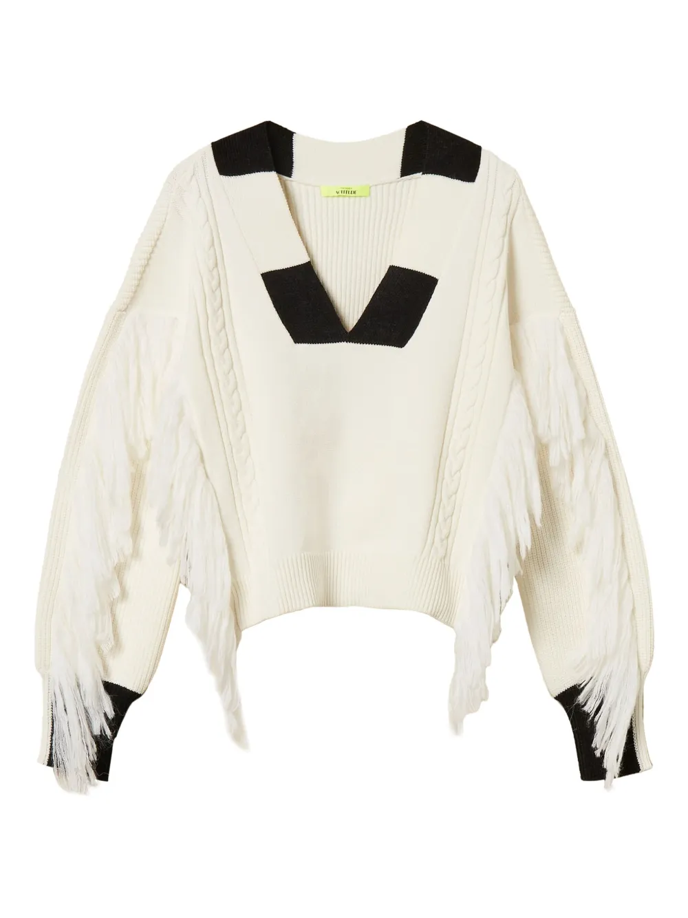 TWINSET Myfo fringes cable-knit sweater - Bianco