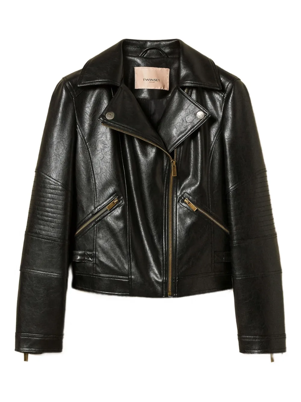 TWINSET Biker jack met gewatteerd vlak Zwart
