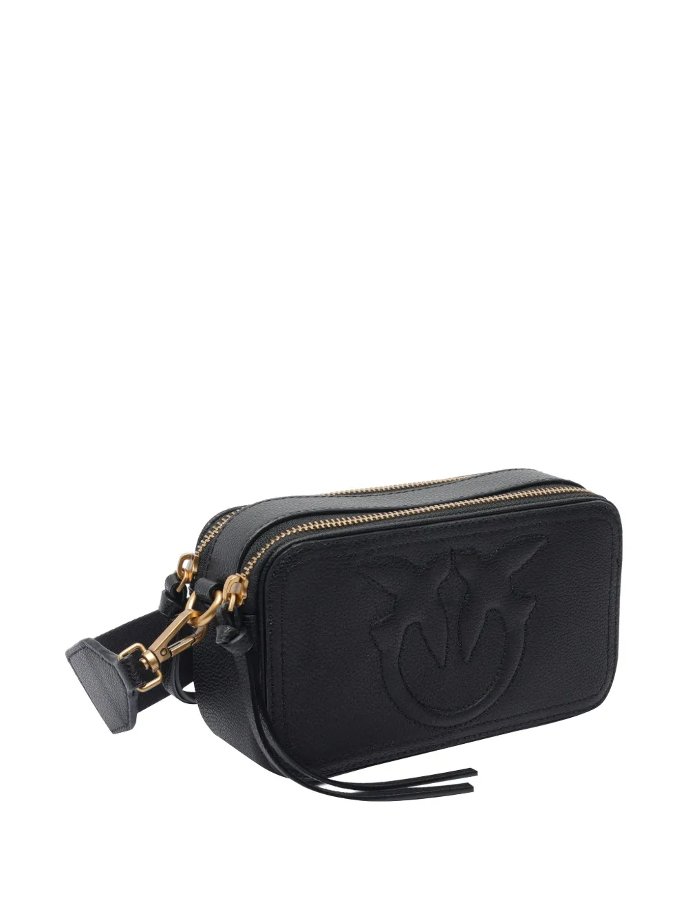 PINKO embossed-logo leather mini bag Zwart