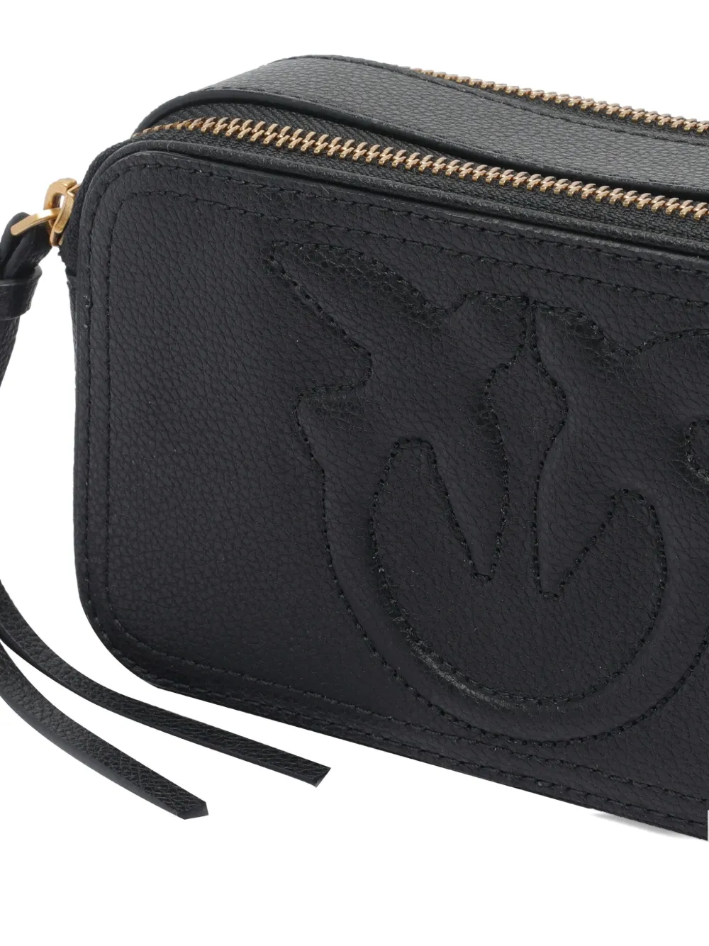 PINKO embossed-logo leather mini bag Zwart