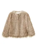 TWINSET fringed faux-fur jacket - Brown