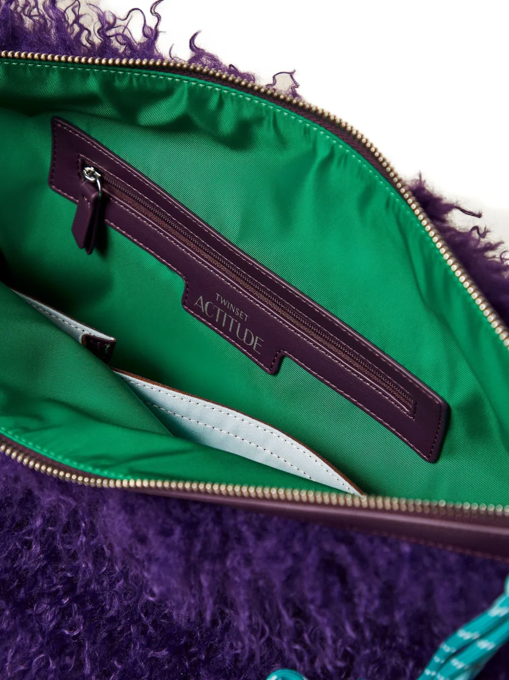 Twinset Myfo Faux-fur Clutch Bag In Purple