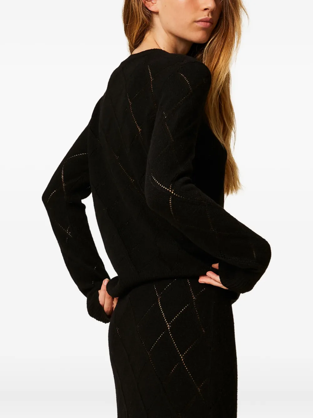 TWINSET Trui met strik en bloemenprint Zwart
