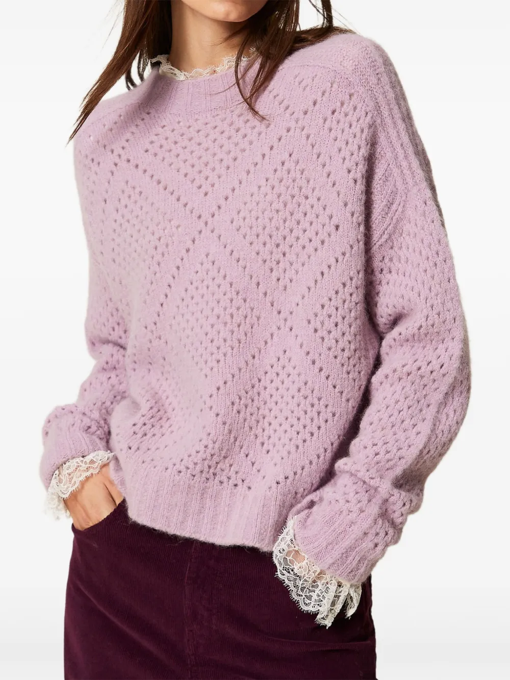 TWINSET diamond pattern sweater | Purple | Image 1