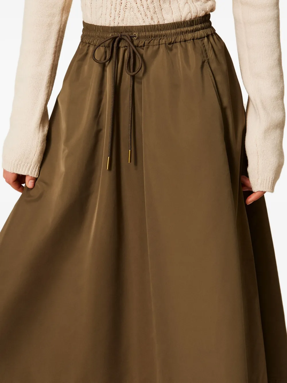 TWINSET Midi-rok met trekkoordtaille Groen
