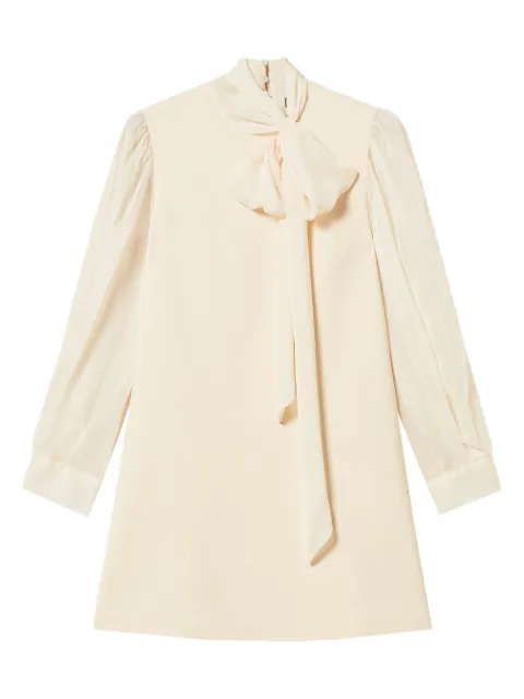 TWINSET pussy-bow sheer-sleeve mini dress