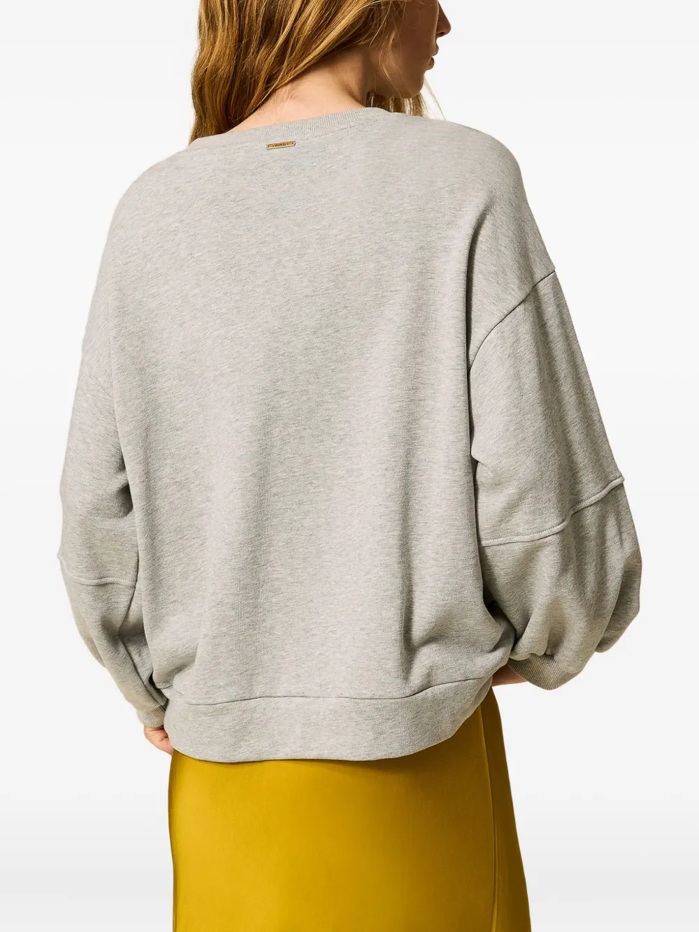 TWINSET Katoenen sweater met ketting van stras Grijs