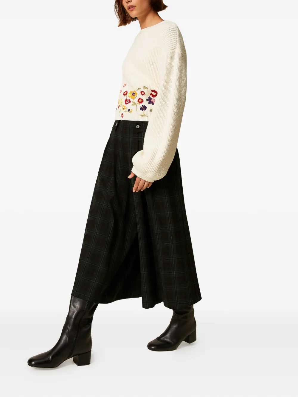 TWINSET Broek met tartan ruit - Groen