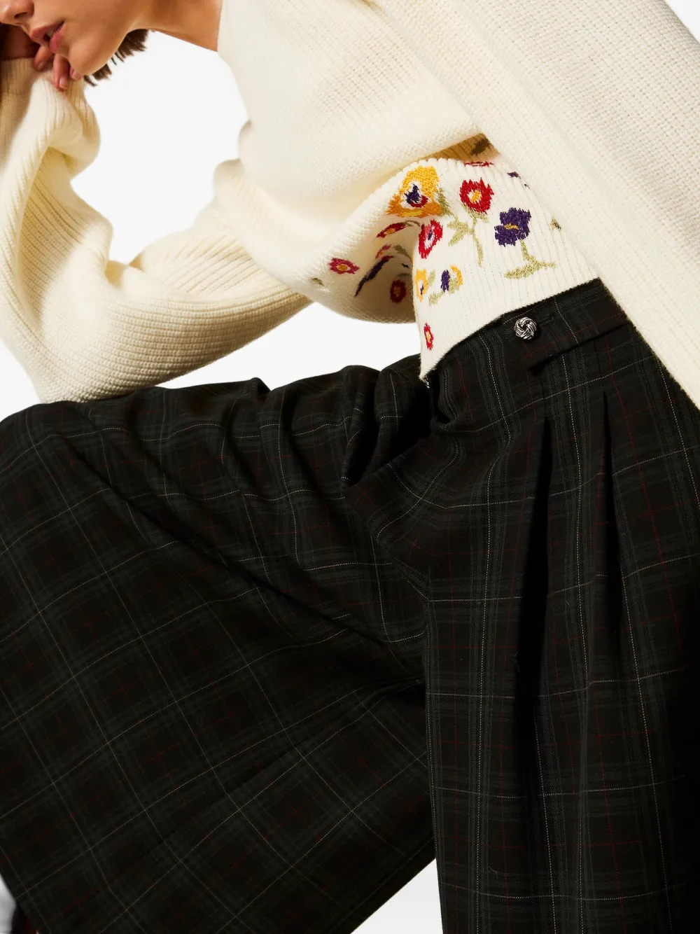 TWINSET Broek met tartan ruit Groen