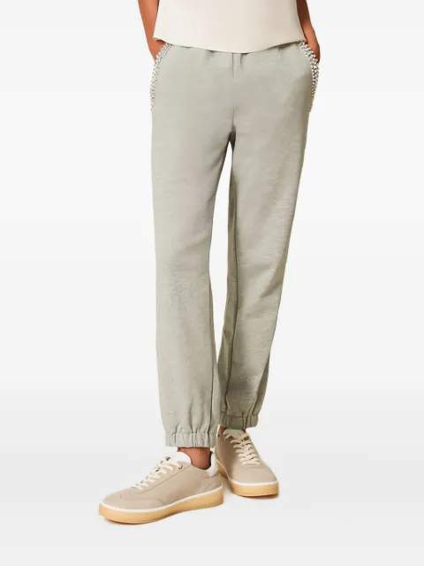 TWINSET rhinestone-embellished cotton track pants