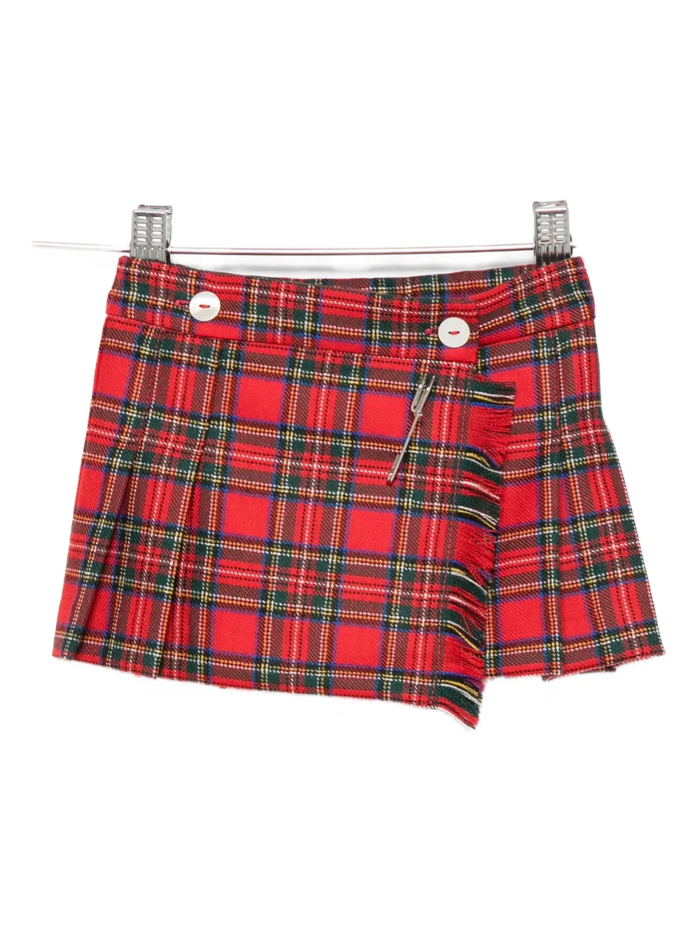 Mariella Ferrari Pleated Fringed Wool Skirt In Multi