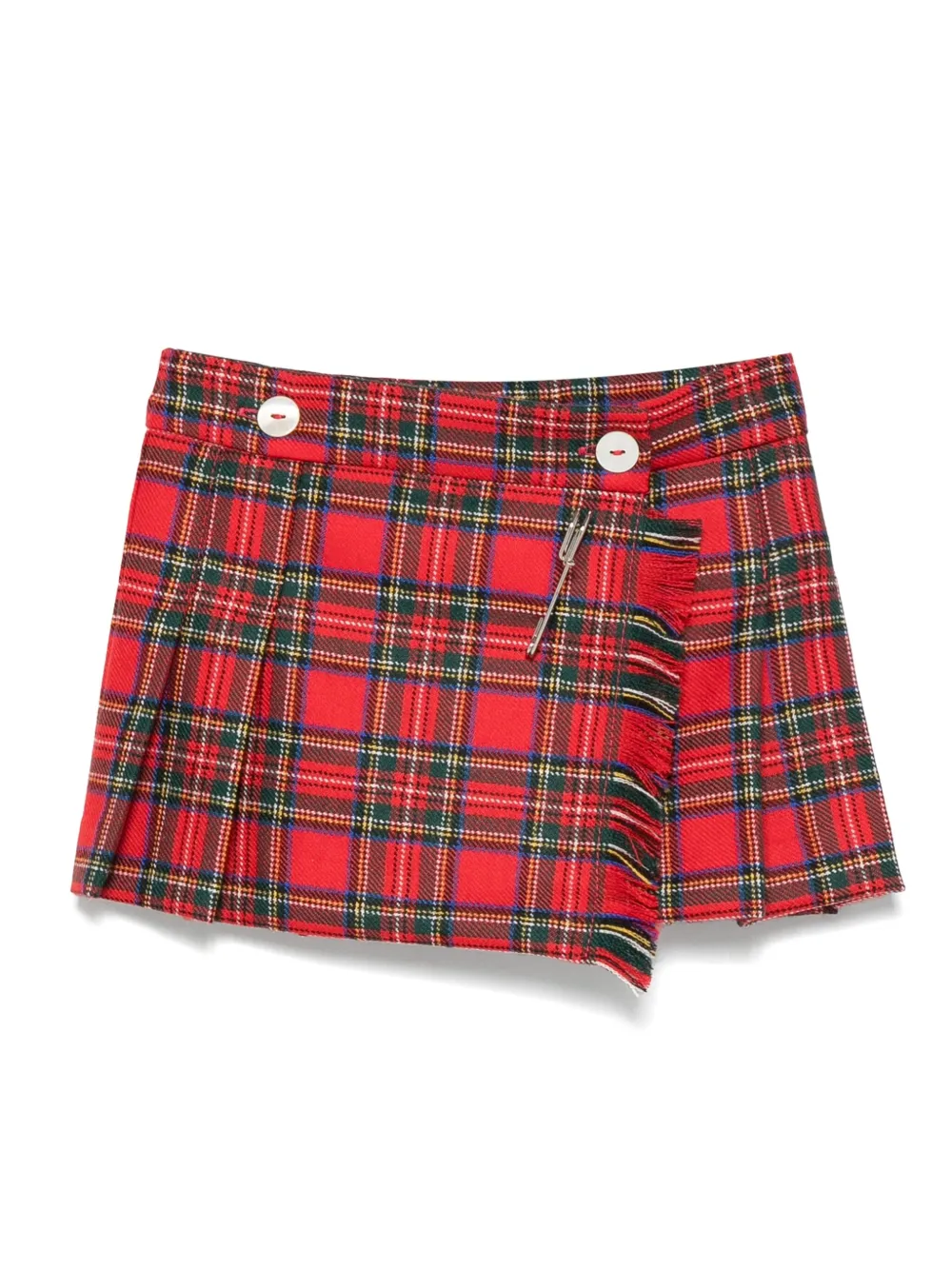 Mariella Ferrari pleated fringed wool skirt | Red | Image 1