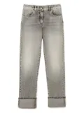 TWINSET cuffed-hemline logo-patch denim jeans - Grey