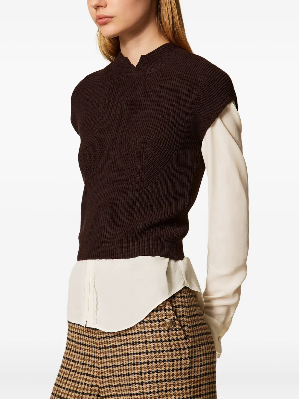 TWINSET Top met col Bruin