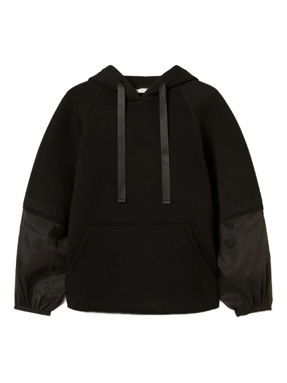 Twinset Organza-sleeve Sweatshirt In Black