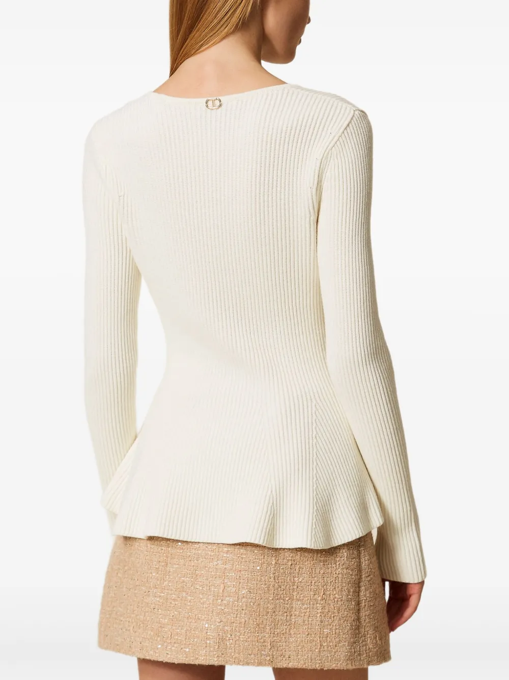 Twinset Ribbed Sweater In White