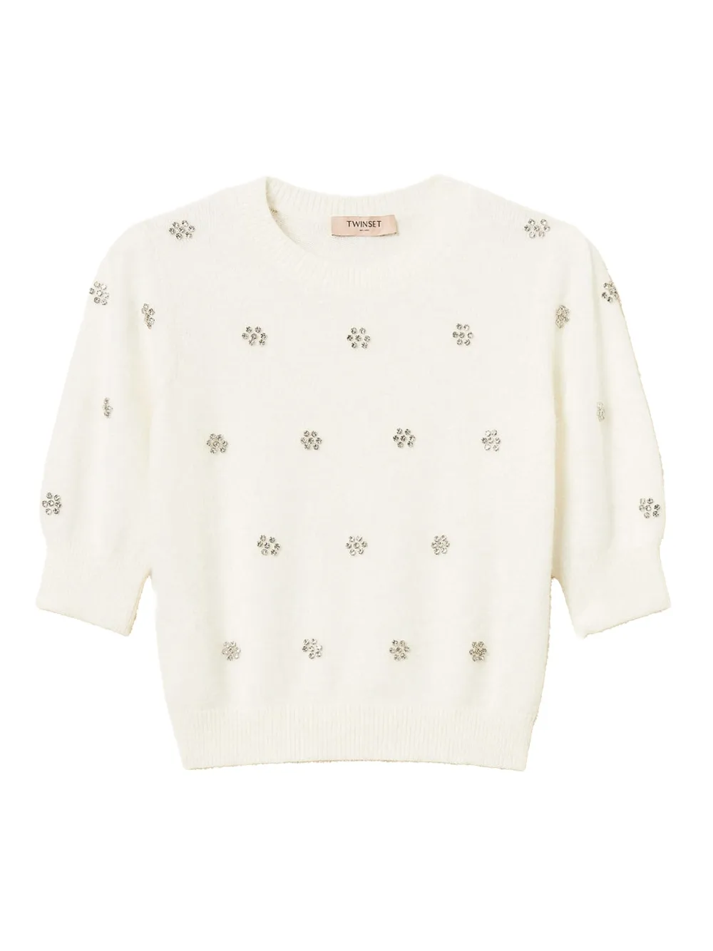 TWINSET puff-sleeve embellished jumper | White | Image 1