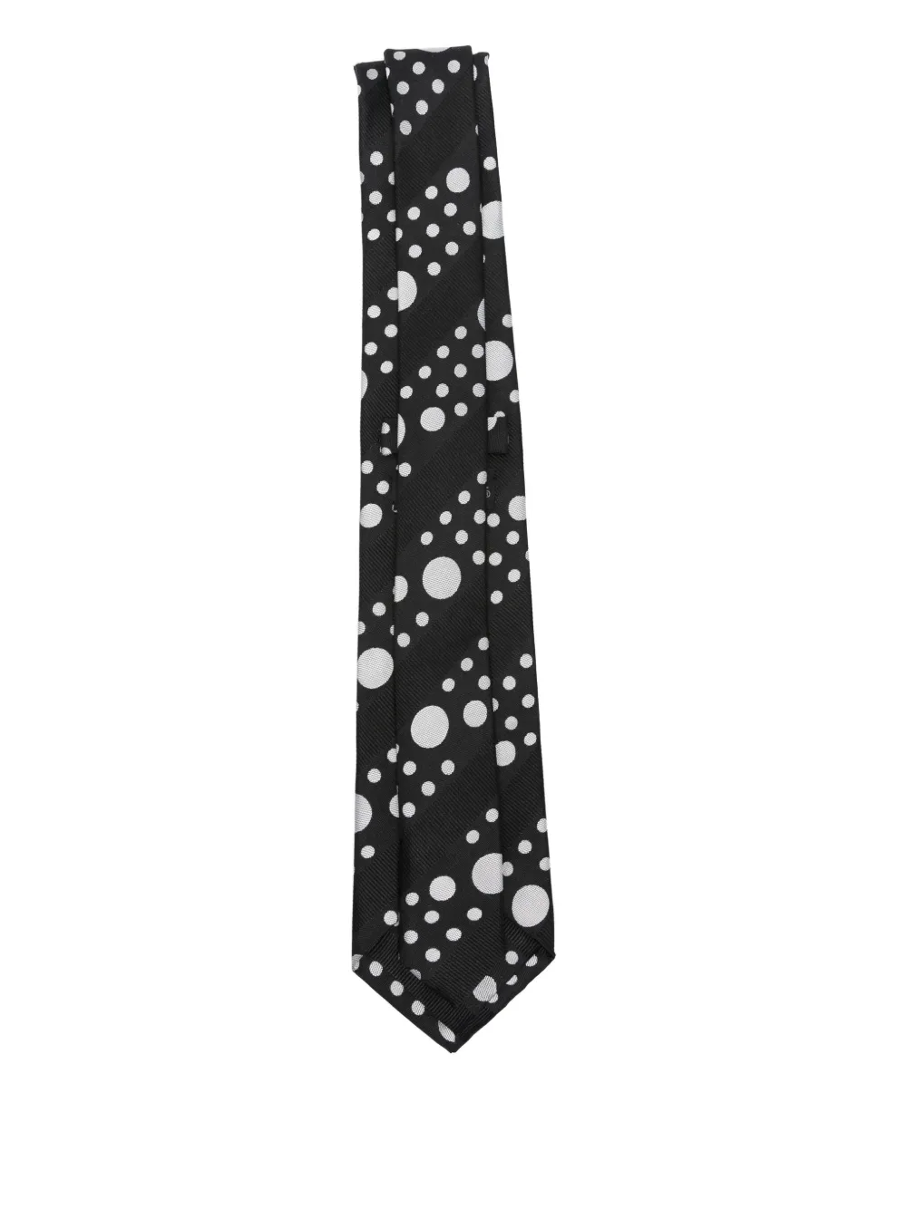 Yohji Yamamoto polka-dot silk tie - Zwart
