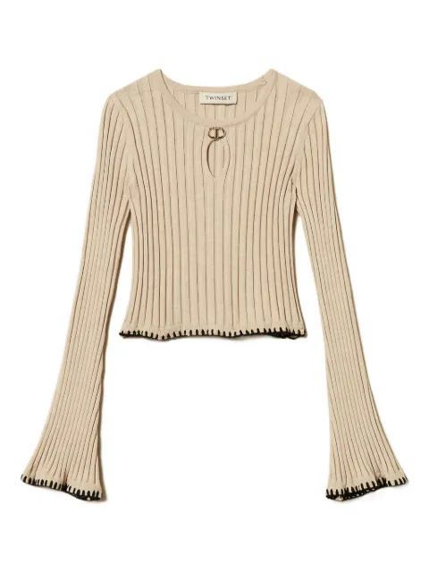 TWINSET Kids embroidered ribbed-knit jumper