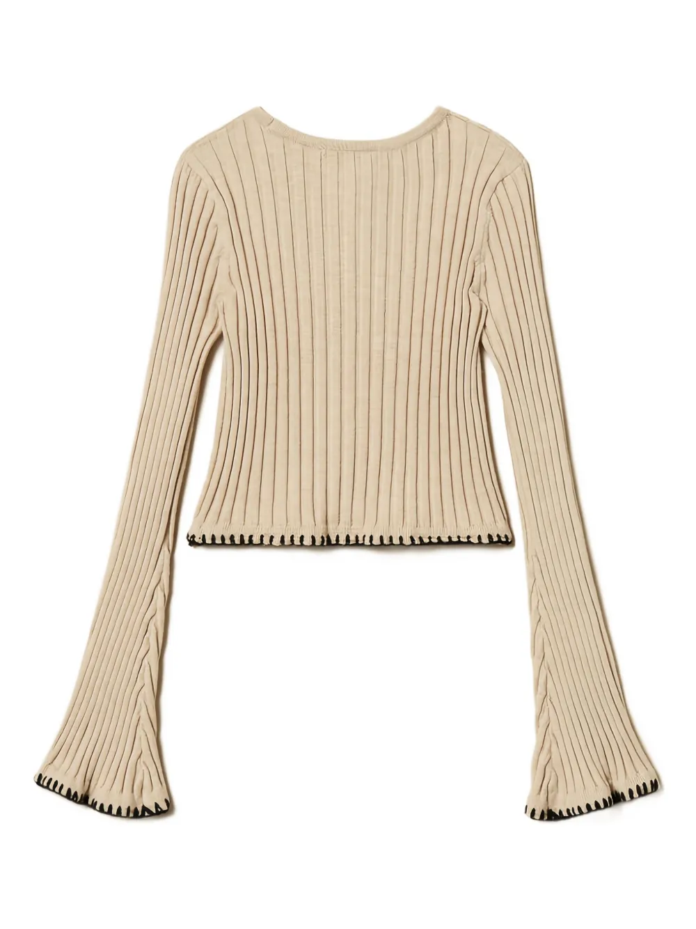 TWINSET Kids Ribgebreide trui met borduurwerk Beige