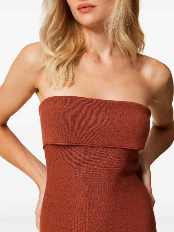 slim fit dress slacks Cropped Flare Tube Top Tan / S main image 0