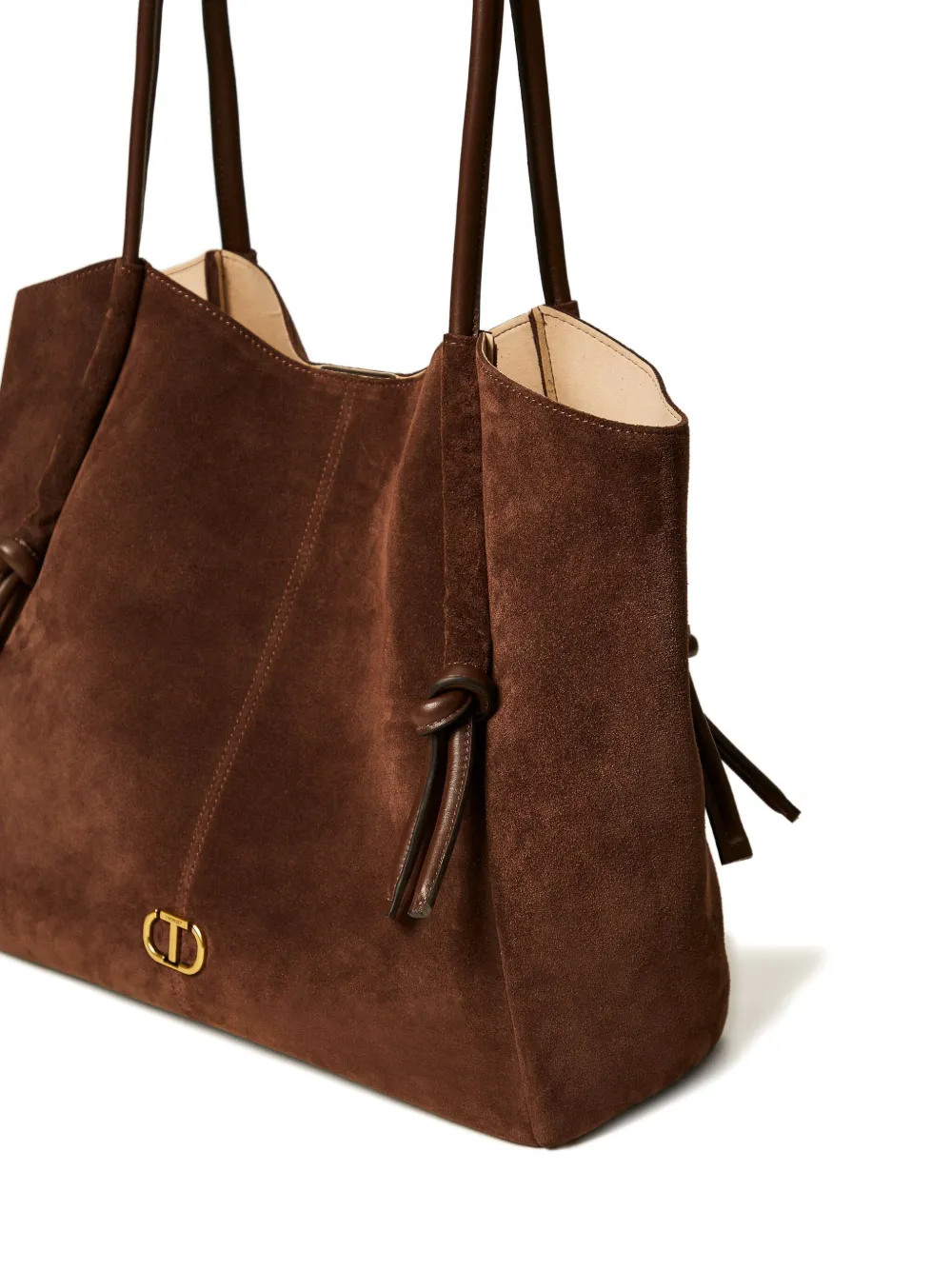 TWINSET Geknoopte suède shopper Bruin