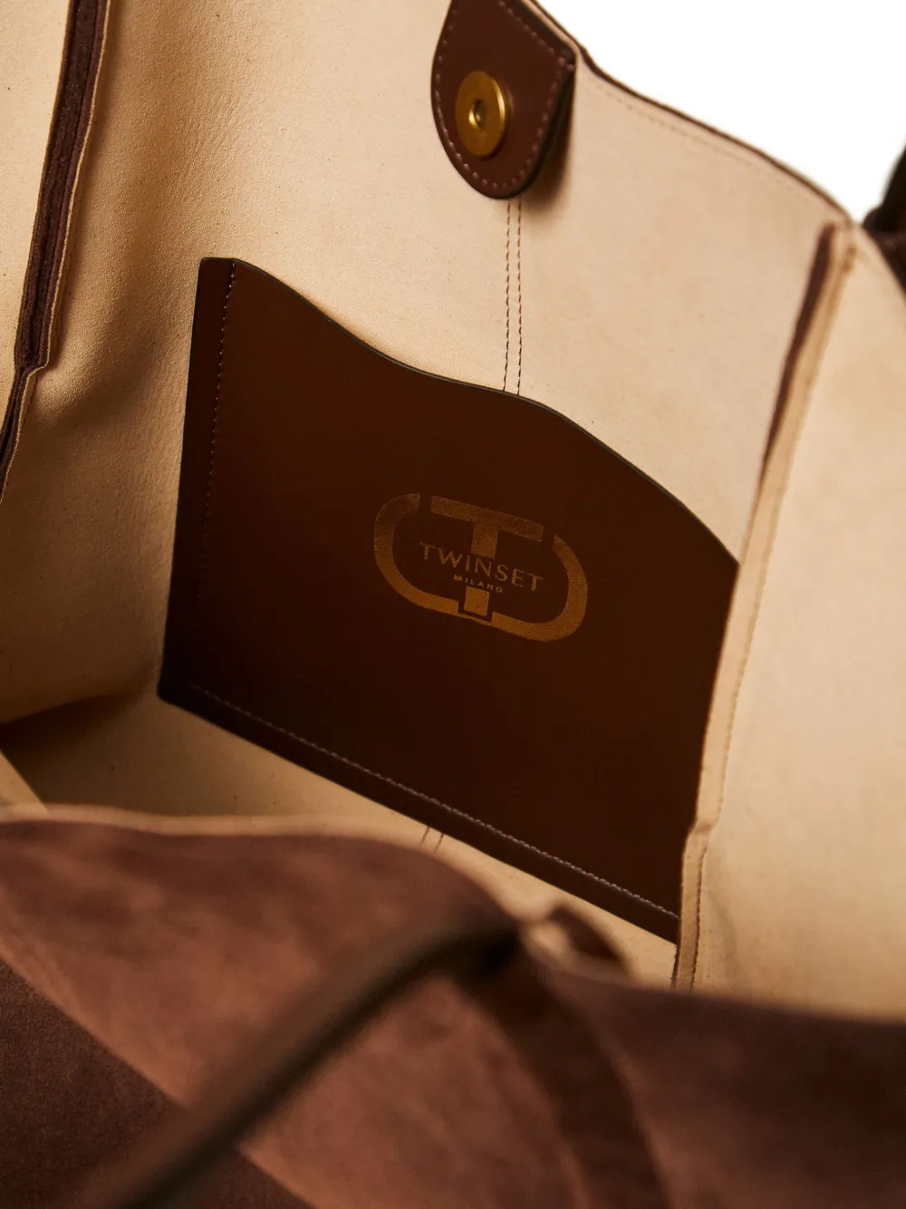 TWINSET Geknoopte suède shopper Bruin