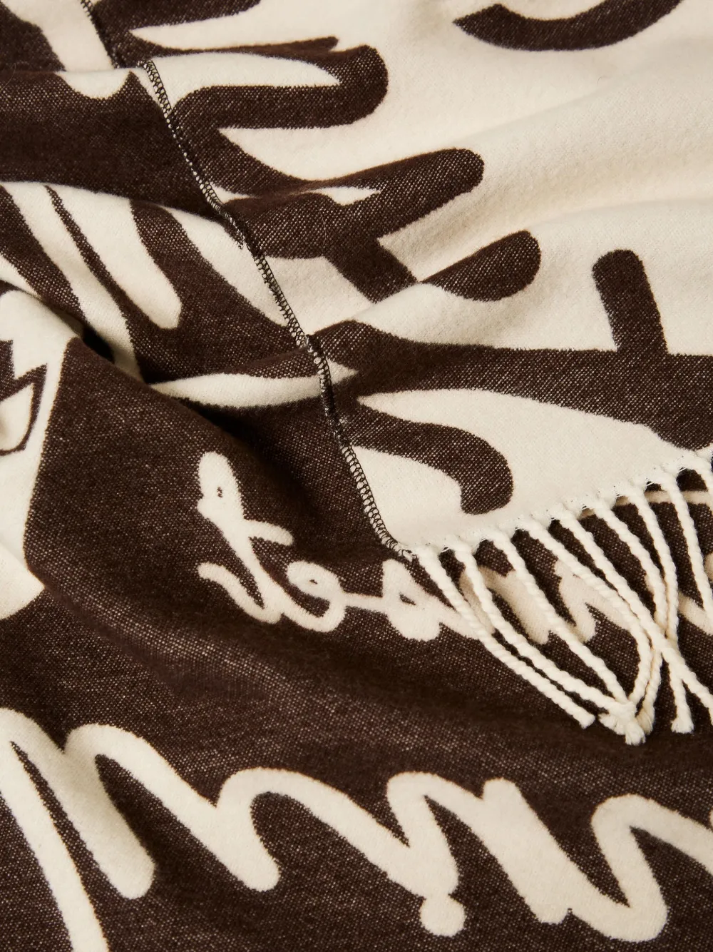 TWINSET Sjaal met franje en letterprint Beige