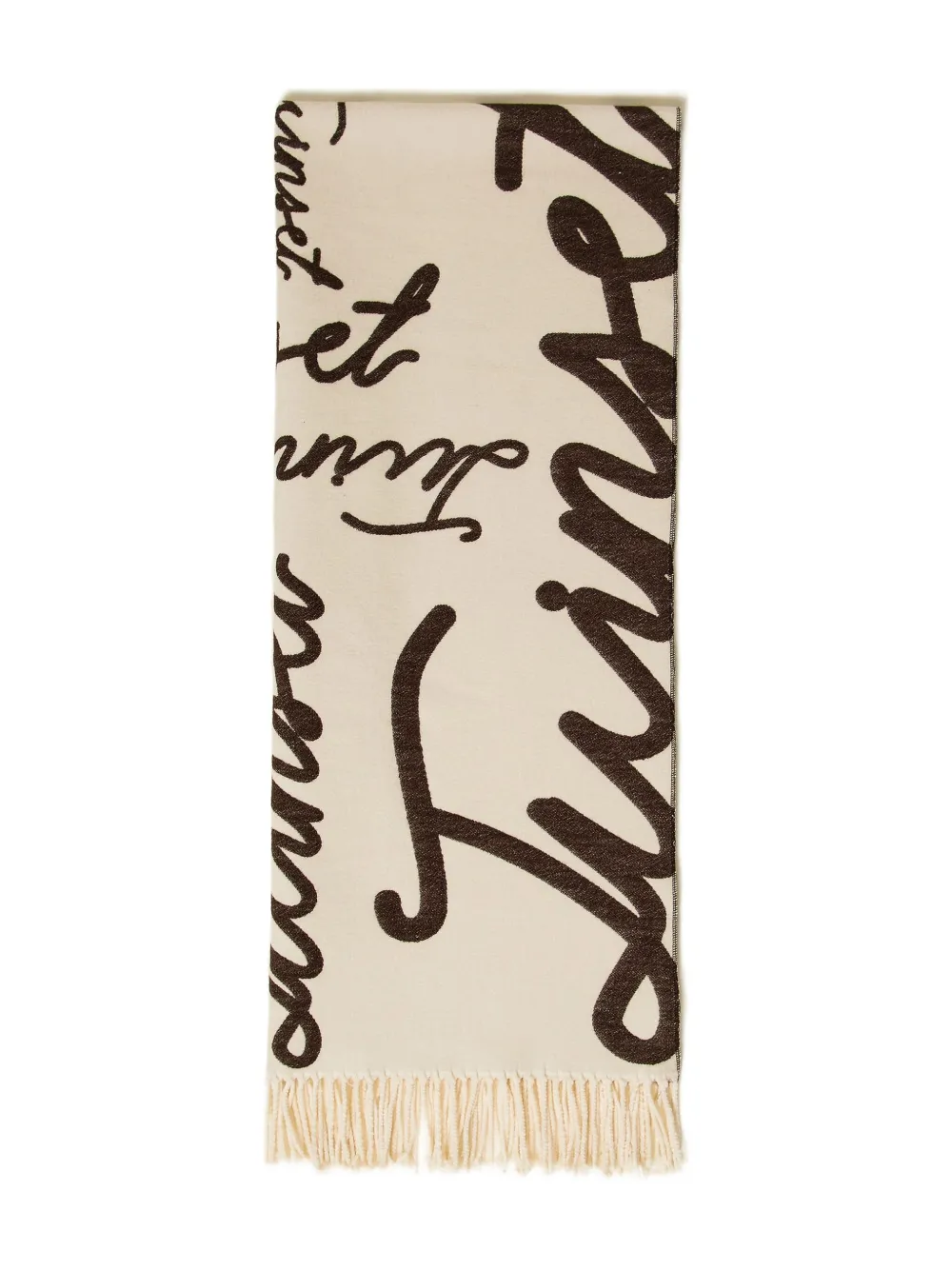 TWINSET Sjaal met franje en letterprint Beige