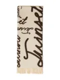 TWINSET lettering-print fringed scarf - Neutrals