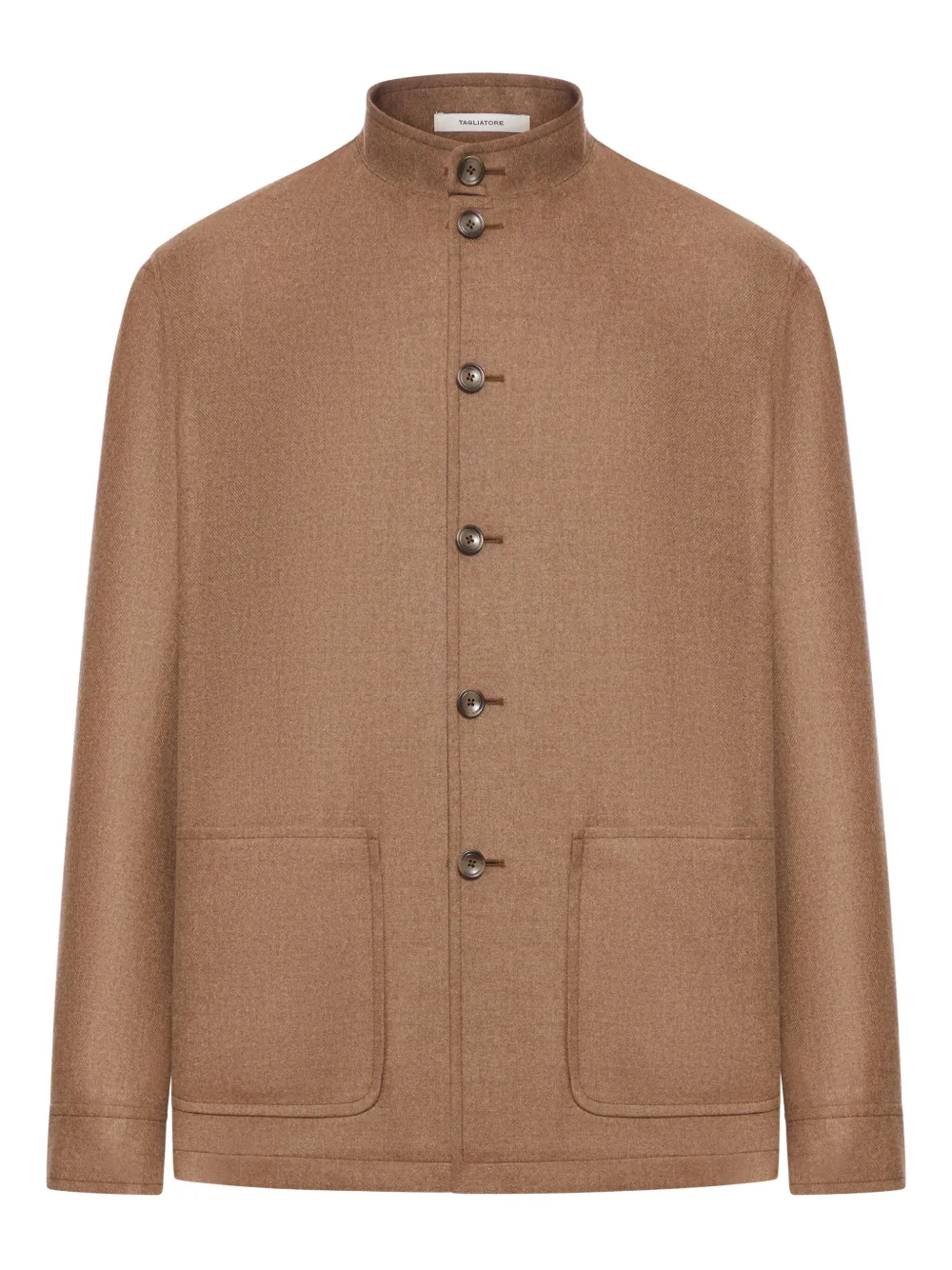 Tagliatore high-neck buttoned wool jacket Bruin