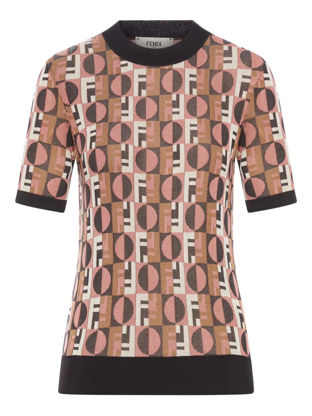 FENDI T-shirt met geometrisch jacquard Bruin