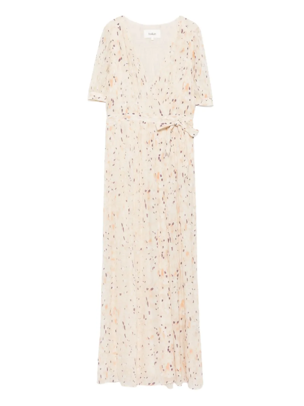 Ba&Sh Kris maxi-wikkeljurk met print Beige