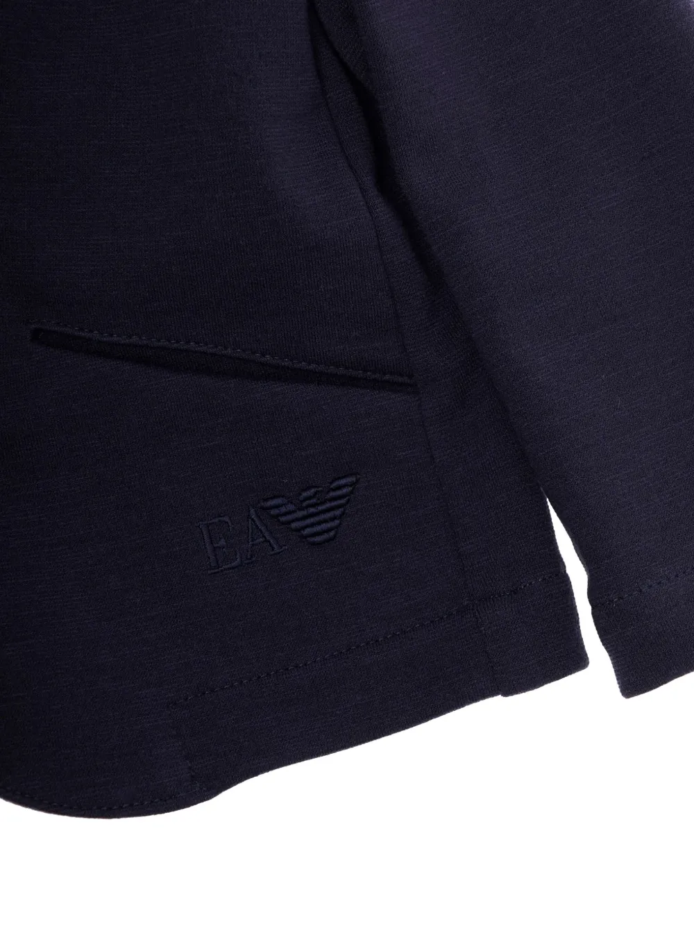 Emporio Armani Kids embroidered-logo two-button blazer Blauw