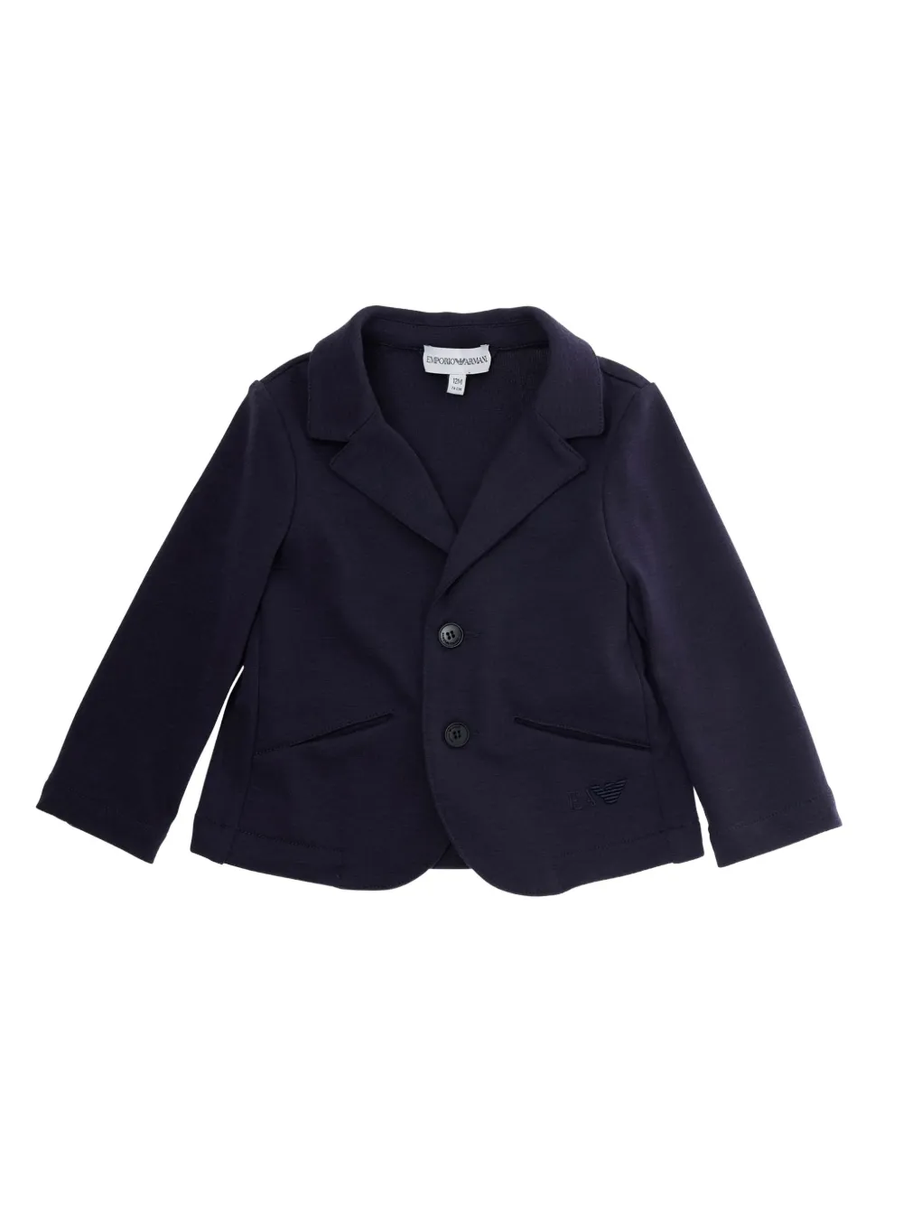 Emporio Ar i Kids embroidered-logo two-button blazer Blauw