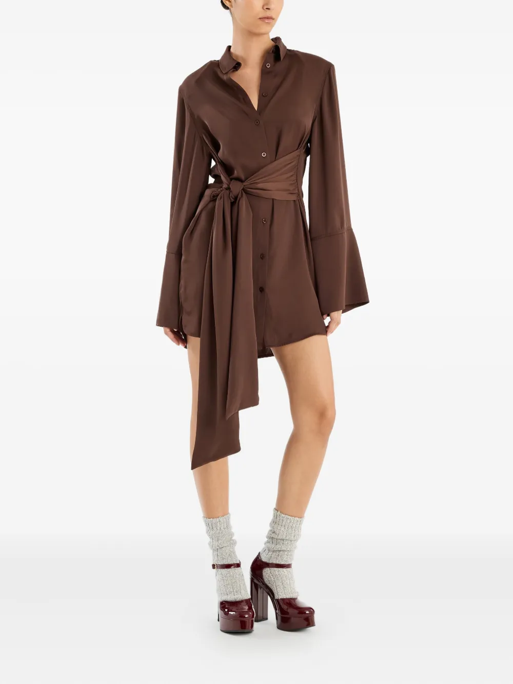 ROTATE BIRGER CHRISTENSEN Mini-jurk met striktaille - Bruin