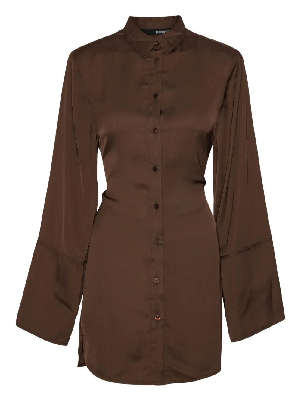 Rotate Birger Christensen Tie-waist Shirt Mini Dress In Brown