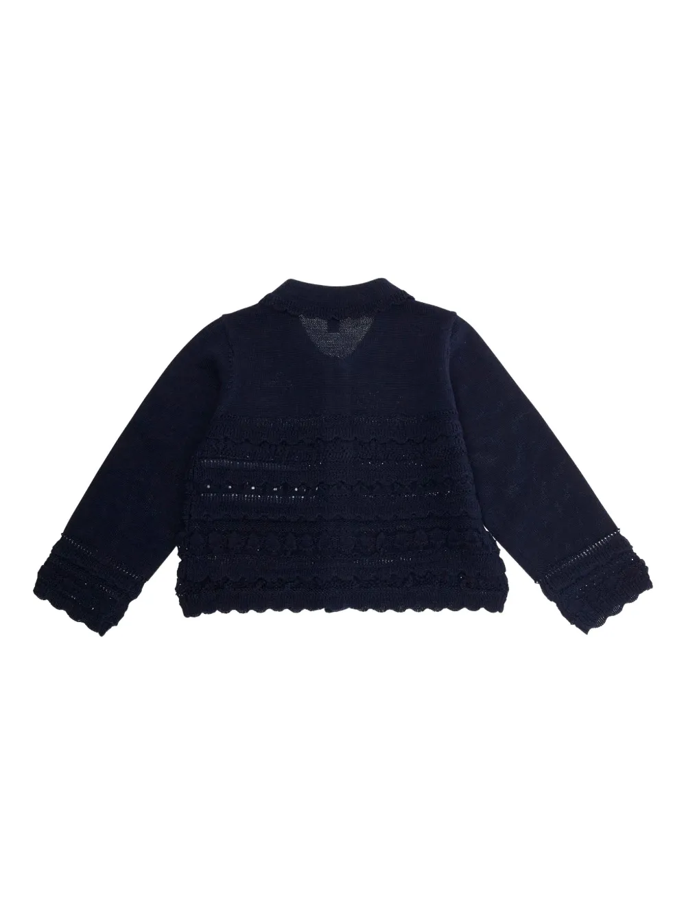 Emporio Armani Kids ruffled open-knit cardigan Blauw