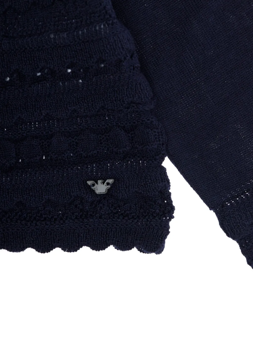 Emporio Armani Kids ruffled open-knit cardigan Blauw