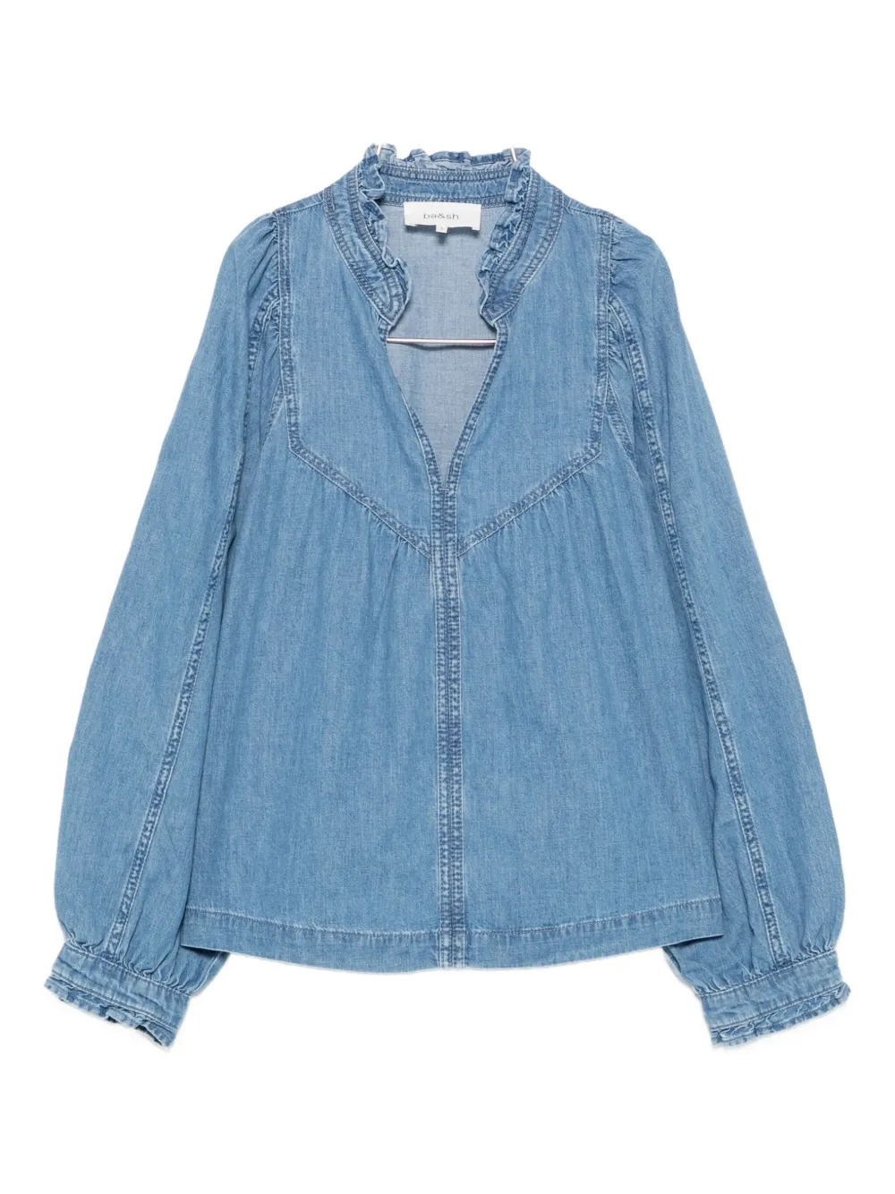 Ba&Sh Lay denim blouse met ruches Blauw