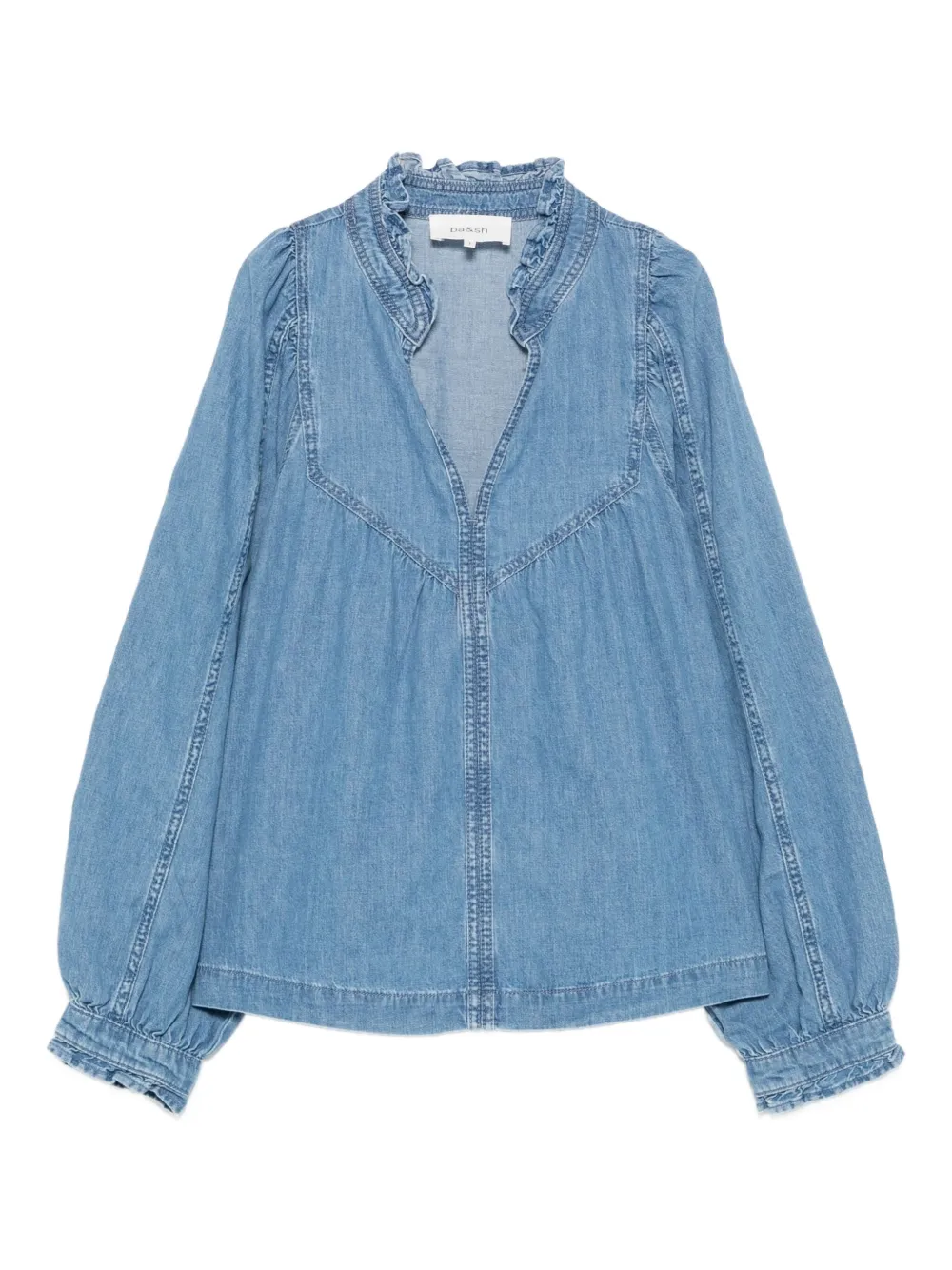 Ba&Sh Lay denim blouse met ruches Blauw