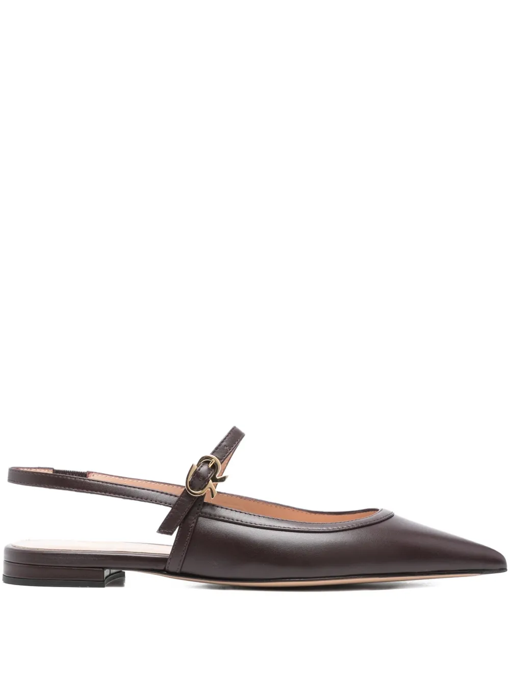 Gianvito Rossi Buckle-strap Pointed-toe Flats In Red